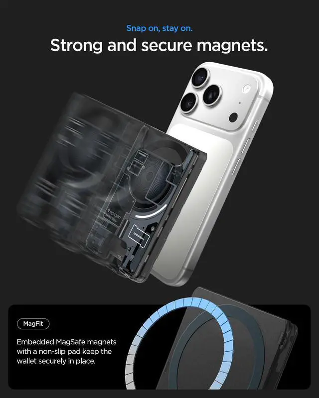 Alt view image 5 of 7 - for MagSafe Wallet, Holds 3 Cards, Compatible with iPhone 17/16/15/14/13/12, Pixel 10 Series, MagSafe-Case, and Pixelsnap, Transparent Card Holder - Zero One Black Ver 2