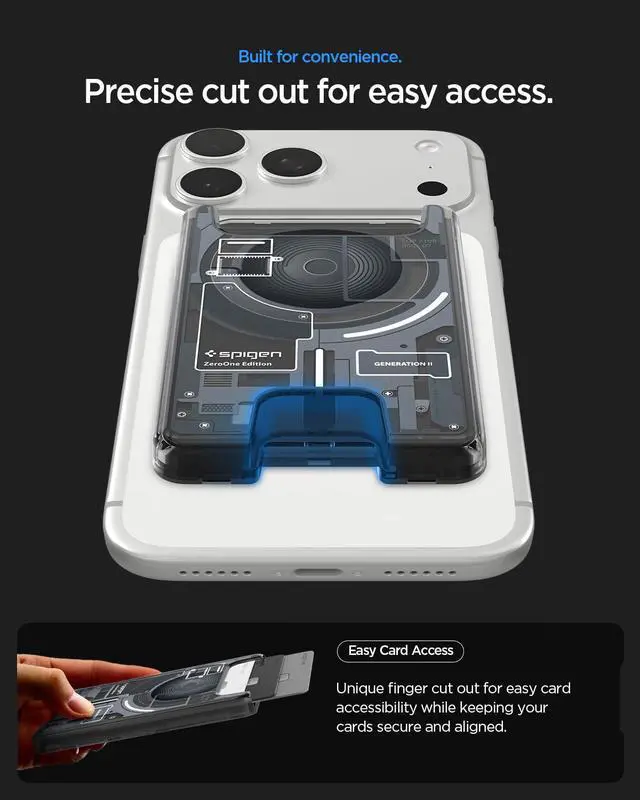 Alt view image 4 of 7 - for MagSafe Wallet, Holds 3 Cards, Compatible with iPhone 17/16/15/14/13/12, Pixel 10 Series, MagSafe-Case, and Pixelsnap, Transparent Card Holder - Zero One Black Ver 2