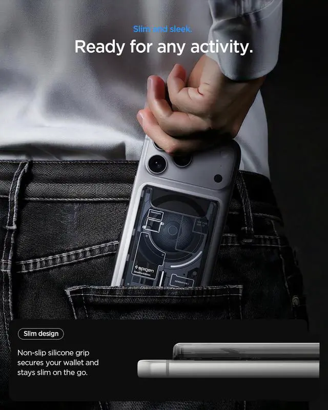 Alt view image 6 of 7 - for MagSafe Wallet, Holds 3 Cards, Compatible with iPhone 17/16/15/14/13/12, Pixel 10 Series, MagSafe-Case, and Pixelsnap, Transparent Card Holder - Zero One Black Ver 2