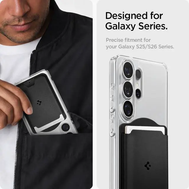 Alt view image 3 of 7 - for MagSafe Wallet, Holds 3 Cards, Compatible with Galaxy S26/S25/S24 Ultra/Edge/Plus, Z Fold 7, Pixel 10a/Pro XL/Fold, iPhone 17/16/15/14/13/12, Plaud Note, Card Holder - PU Black (MagFit)