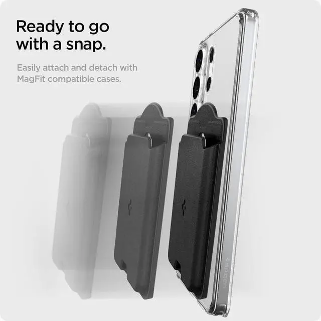 Alt view image 5 of 7 - for MagSafe Wallet, Holds 3 Cards, Compatible with Galaxy S26/S25/S24 Ultra/Edge/Plus, Z Fold 7, Pixel 10a/Pro XL/Fold, iPhone 17/16/15/14/13/12, Plaud Note, Card Holder - PU Black (MagFit)