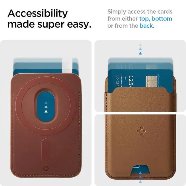 Alt view image 7 of 7 - for MagSafe Wallet, Holds 3 Cards, MagFit Compatible with iPhone 17/16/15/14/13/12 Models, Pixel 10 Series, MagSafe-Cases, Pixelsnap, Plaud Note & More, Card Holder - PU Brown (3-Cards)