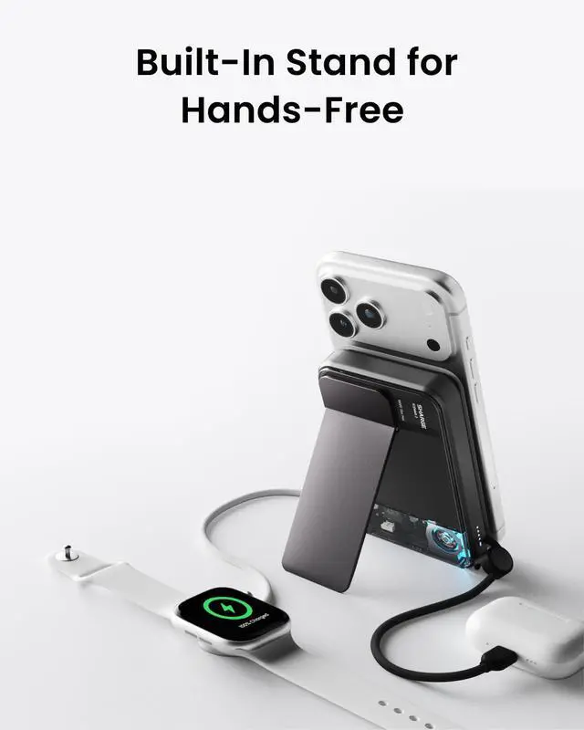 Alt view image 4 of 7 - ICEMAG 3 MagSafe Portable Charger, Qi2.2 25W Magnetic Power Bank 10000mAh 35W USB-C Fast Charging, with Active Cooling& Built-in Cable, Transparent RGB Design for iPhone 17/16/15/14 Series