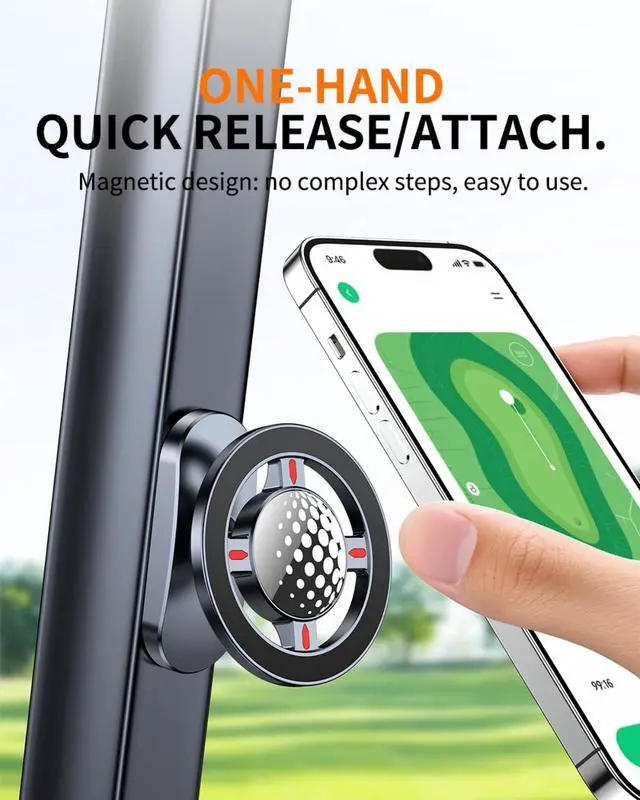 Alt view image 2 of 7 - Ultra-Secure Magnetic Golf Cart Phone Mount | Compatible with iPhone 17/16/15/14/13/12 & MagSafe Cases | Universal Fit for EZGO, Club Car, Yamaha Golf Carts | Ideal Golf Accessory Gift for Men & Women