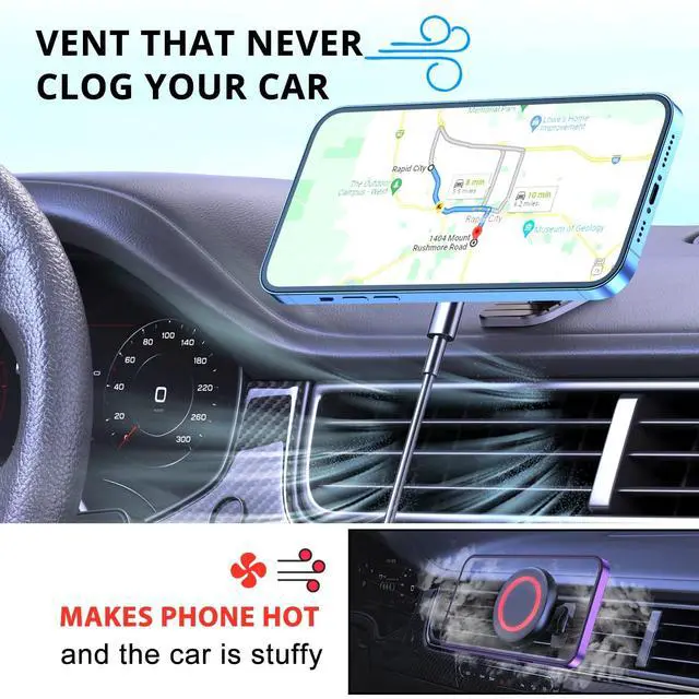 Alt view image 3 of 6 - for MagSafe Car Mount Charger iPhone Wireless Car Charger, Stick on Dashboard Magnetic Phone Holder Mount for iPhone 17 Pro Max 16 15 14 Series, 15W Fast Charging, Aluminum Shell