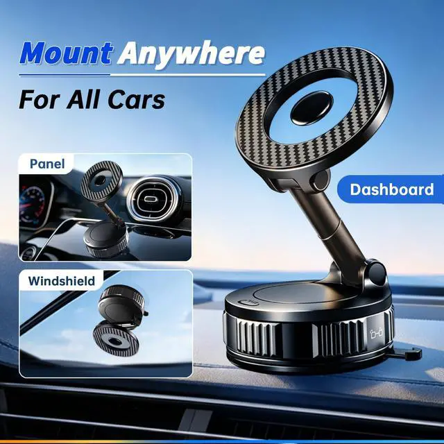 Alt view image 2 of 7 - Magnetic Car Phone Mount with Suction Cup for MagSafe