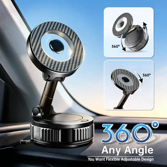 Alt view image 3 of 7 - Magnetic Car Phone Mount with Suction Cup for MagSafe