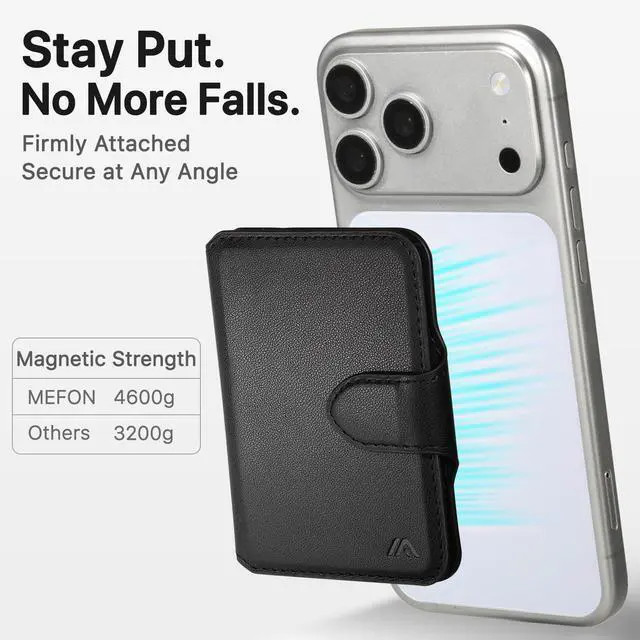Alt view image 3 of 7 - for MagSafe Wallet, Magnetic Phone Wallet RFID Blocking, Slim 5-8 Card Holder with Cash Slot & Clear ID Window, Minimalist Mag Safe Wallets for iPhone 17/16/15/14/13/12 Series, Midnight Black