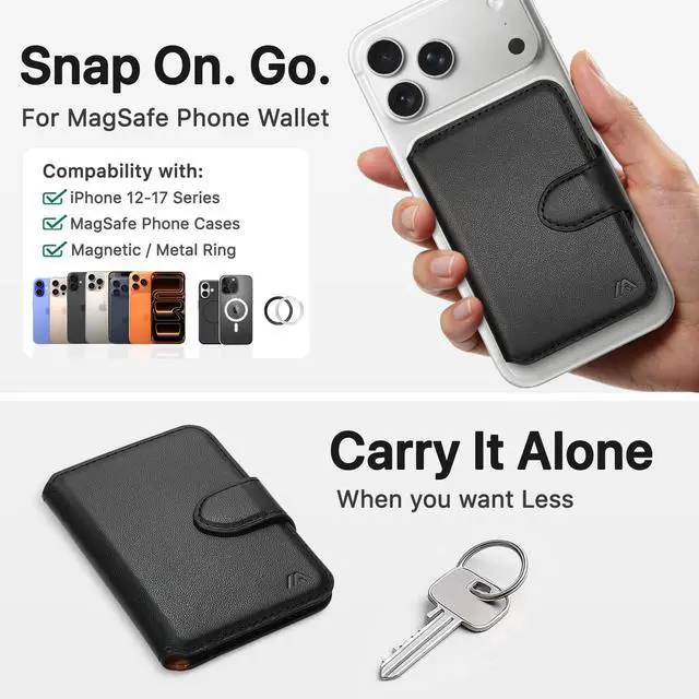 Alt view image 4 of 7 - for MagSafe Wallet, Magnetic Phone Wallet RFID Blocking, Slim 5-8 Card Holder with Cash Slot & Clear ID Window, Minimalist Mag Safe Wallets for iPhone 17/16/15/14/13/12 Series, Midnight Black