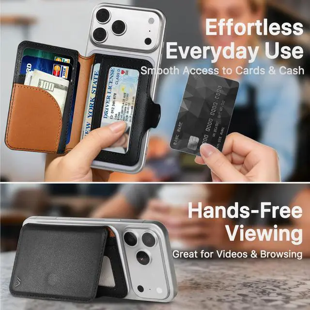 Alt view image 5 of 7 - for MagSafe Wallet, Magnetic Phone Wallet RFID Blocking, Slim 5-8 Card Holder with Cash Slot & Clear ID Window, Minimalist Mag Safe Wallets for iPhone 17/16/15/14/13/12 Series, Midnight Black