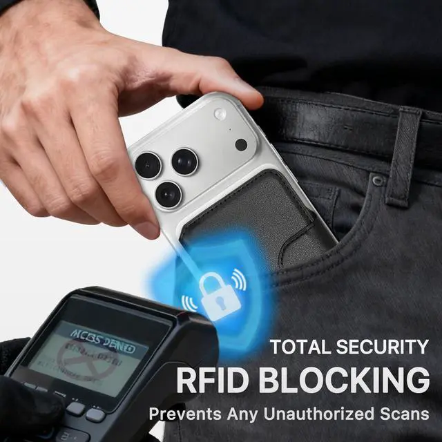 Alt view image 6 of 7 - for MagSafe Wallet, Magnetic Phone Wallet RFID Blocking, Slim 5-8 Card Holder with Cash Slot & Clear ID Window, Minimalist Mag Safe Wallets for iPhone 17/16/15/14/13/12 Series, Midnight Black