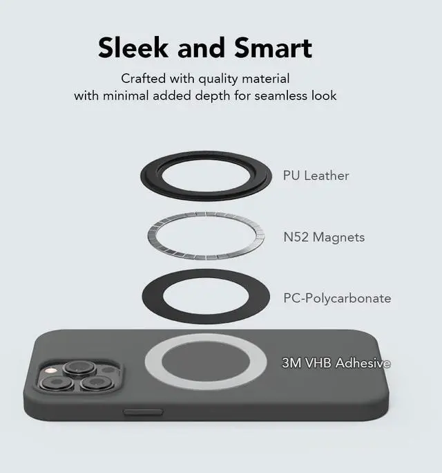 Alt view image 6 of 7 - Mag Ring MagSafe Magnetic Ring Adapter for iPhone Android Kindle Strong Adhesive MagSafe Sticker for Phone Case Back of Phone Magnetic Converter Kit Accessory
