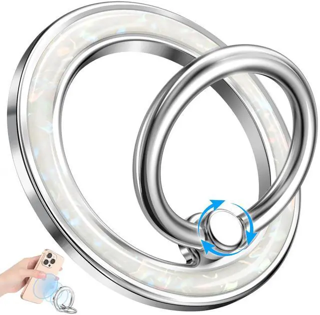 Main image of Magnetic Phone Ring Holder with MagSafe - Magnetic Phone Grip MagSafe Ring Holder Magnet Removable Cell Phone Stand Cute Stylish Accessories for iPhone 17 16 15 14 13 12 Series, White Conch