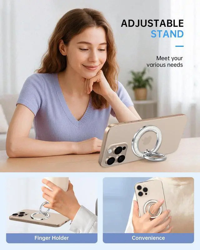 Alt view image 4 of 6 - Magnetic Phone Ring Holder with MagSafe - Magnetic Phone Grip MagSafe Ring Holder Magnet Removable Cell Phone Stand Cute Stylish Accessories for iPhone 17 16 15 14 13 12 Series, White Conch