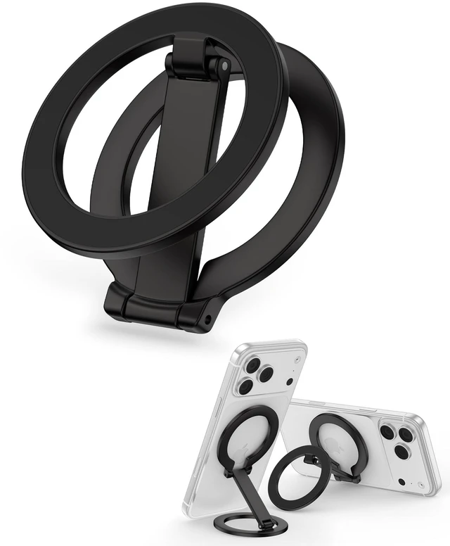 Main image of Magnetic Phone Grip for Magsafe, Foldable Kickstand Mag Safe iPhone Stand | 360°Rotation Dual-Sided Magnet Finger Loop Ring-Style Holder Mag Safe Grip for Apple 18/17/16/15/14/13/12 & Mag Car Mount