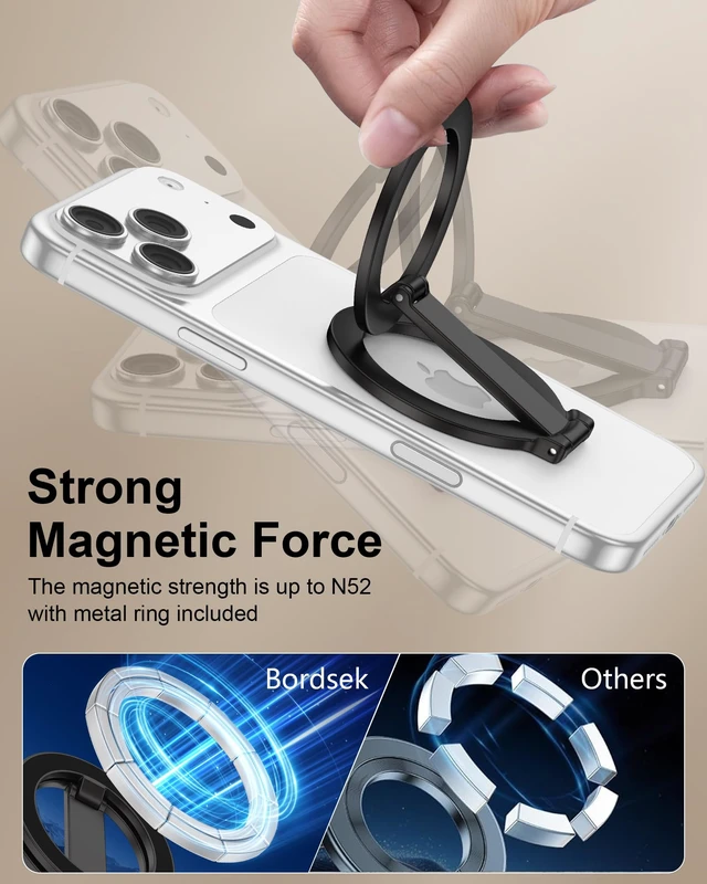 Alt view image 2 of 7 - Magnetic Phone Grip for Magsafe, Foldable Kickstand Mag Safe iPhone Stand | 360°Rotation Dual-Sided Magnet Finger Loop Ring-Style Holder Mag Safe Grip for Apple 18/17/16/15/14/13/12 & Mag Car Mount