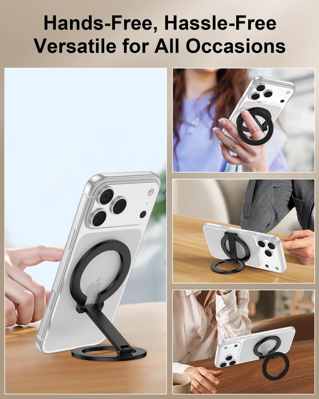 Alt view image 5 of 7 - Magnetic Phone Grip for Magsafe, Foldable Kickstand Mag Safe iPhone Stand | 360°Rotation Dual-Sided Magnet Finger Loop Ring-Style Holder Mag Safe Grip for Apple 18/17/16/15/14/13/12 & Mag Car Mount