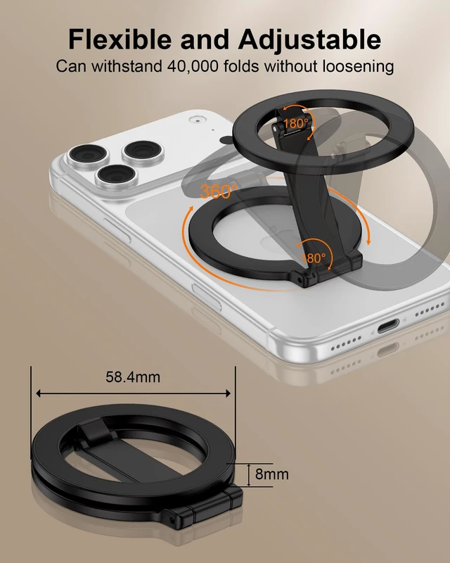 Alt view image 3 of 7 - Magnetic Phone Grip for Magsafe, Foldable Kickstand Mag Safe iPhone Stand | 360°Rotation Dual-Sided Magnet Finger Loop Ring-Style Holder Mag Safe Grip for Apple 18/17/16/15/14/13/12 & Mag Car Mount