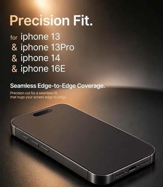 Alt view image 2 of 7 - 3-Pack Matte Screen Protector for iPhone 13/13 Pro/14/16e Anti-Glare Tempered Glass with Upgraded Strength & Drop Resistance, Clear Outdoor Visibility, Smooth Touch, 9H Scratch Resistant