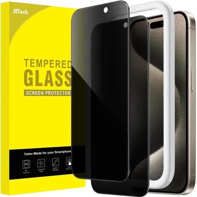 Main image of Privacy Screen Protector for iPhone 15 Pro Max 6.7-Inch, Anti-Spy Tempered Glass Film with Easy Installation Tool, 2-Pack