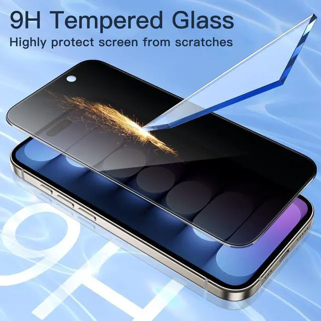 Alt view image 6 of 7 - Privacy Screen Protector for iPhone 15 Pro Max 6.7-Inch, Anti-Spy Tempered Glass Film with Easy Installation Tool, 2-Pack