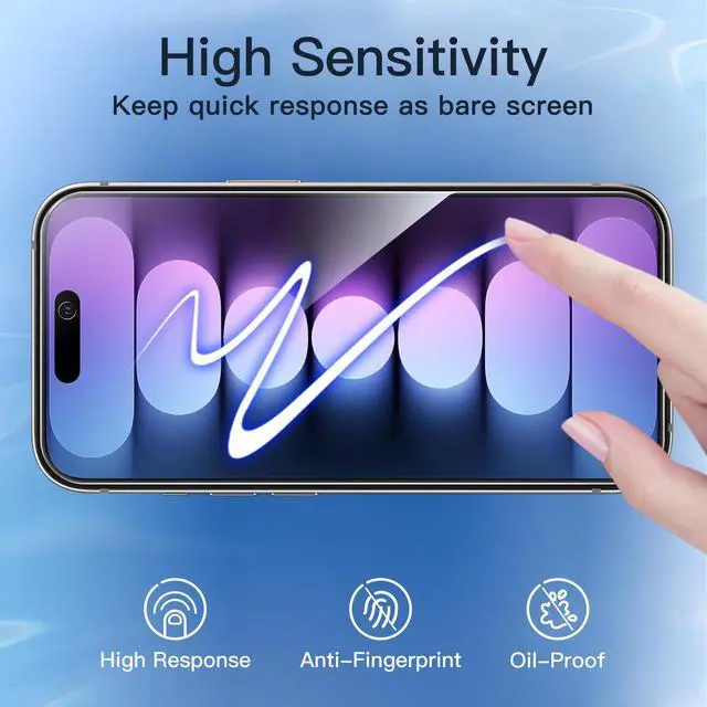 Alt view image 7 of 7 - Privacy Screen Protector for iPhone 15 Pro Max 6.7-Inch, Anti-Spy Tempered Glass Film with Easy Installation Tool, 2-Pack