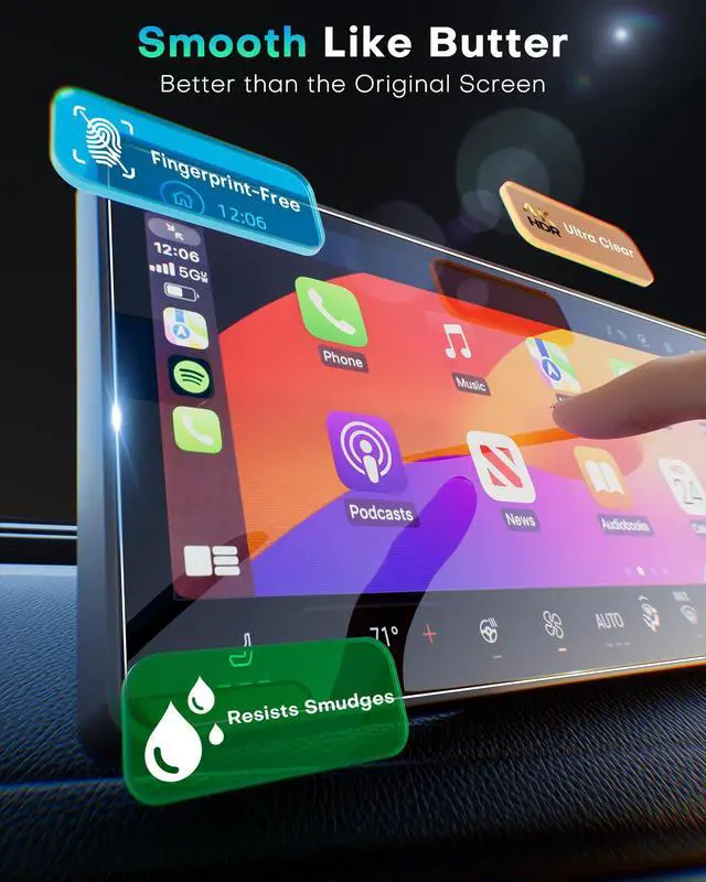 Alt view image 5 of 7 - Screen Protector for 2021 2022 2023 2024 GMC Yukon, Accessories HD Transparent Protective Film 10.2 Inch, High Definition 9H Hardness Anti-Scratch, Anti-Fingerprint