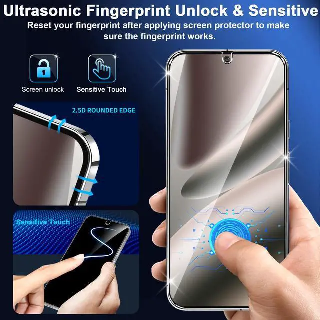 Alt view image 7 of 7 - 3 Pack for Google Pixel 10 Pro Screen Protector Tempered Glass + 3 Pack Camera Lens Protector, Military Grade Shatterproof, 9H Hardness, Fingerprint Unlock,Case Friendly 6.3 Inch