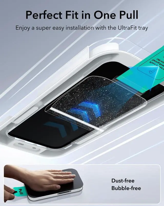 Alt view image 3 of 7 - 3 Pack for iPhone 17e/iPhone 16e/iPhone 14/iPhone 13/13 Pro Screen Protector, Military Grade Shatterproof, 9H Hardness, Full Coverage Tempered Glass with UltraFit Tray