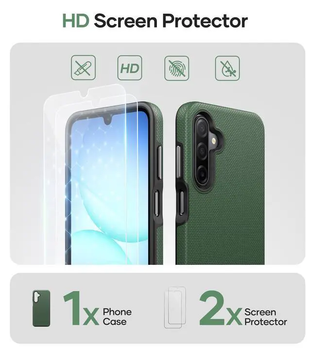 Alt view image 3 of 7 - for Samsung Galaxy A17 Phone Case with Screen Protector, Green