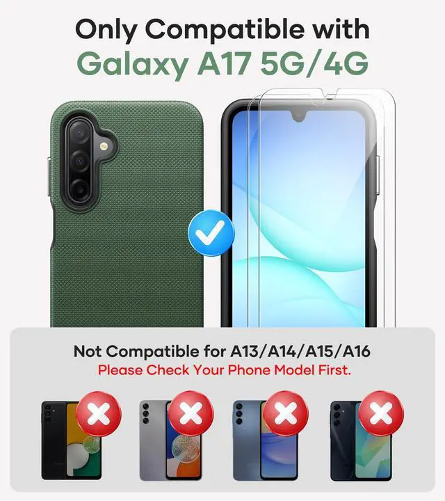 Alt view image 2 of 7 - for Samsung Galaxy A17 Phone Case with Screen Protector, Green