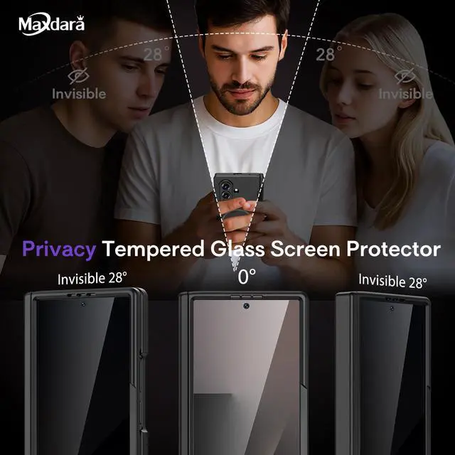 Alt view image 4 of 7 - for Z Fold 7 Case with Privacy Screen Protector, Black