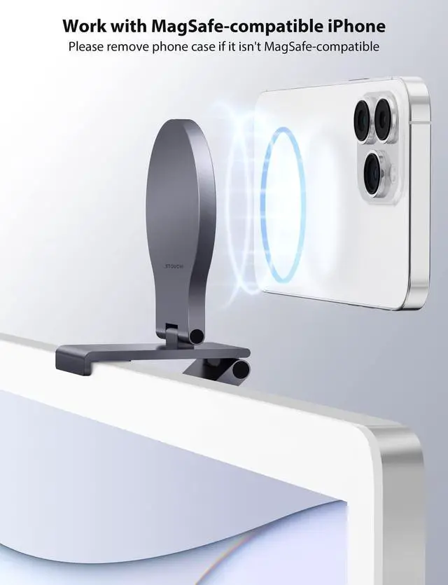 Alt view image 2 of 7 - Continuity Camera Mount for Desktop Monitor, iMac Compatible iPhone Webcam Mount with Mag-Safe for Mac Desktops and Displays, Apple TV 4K