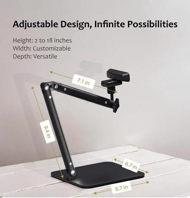 Alt view image 6 of 7 - Webcam Camera Stand, Phone Mount, Sturdy Desk Mount for Webcam C922 C930e C920S C920 C615 C960 C920x BRIO 4K, Phone Mount, Right Light with 1/4" Thread