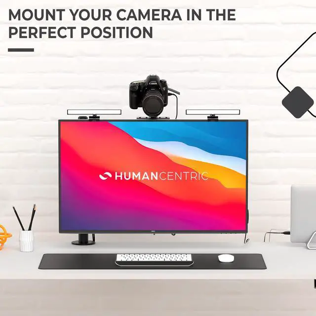 Alt view image 2 of 7 - DSLR Monitor Mount Small, Desk Camera Mounting, Light Webcam, Microphone Shelf for Monitor VESA Arm, Replace Clamp Tripods, 100x100mm Patterns, Aluminum, Hardware Included