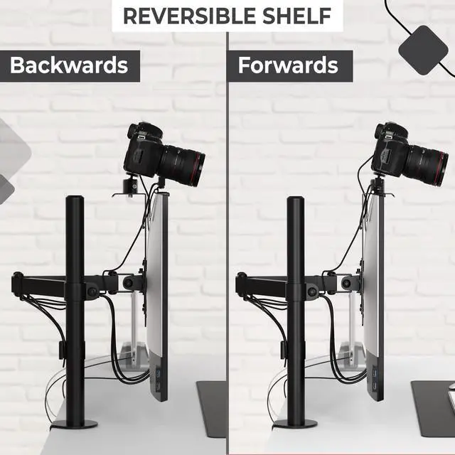 Alt view image 7 of 7 - DSLR Monitor Mount Small, Desk Camera Mounting, Light Webcam, Microphone Shelf for Monitor VESA Arm, Replace Clamp Tripods, 100x100mm Patterns, Aluminum, Hardware Included