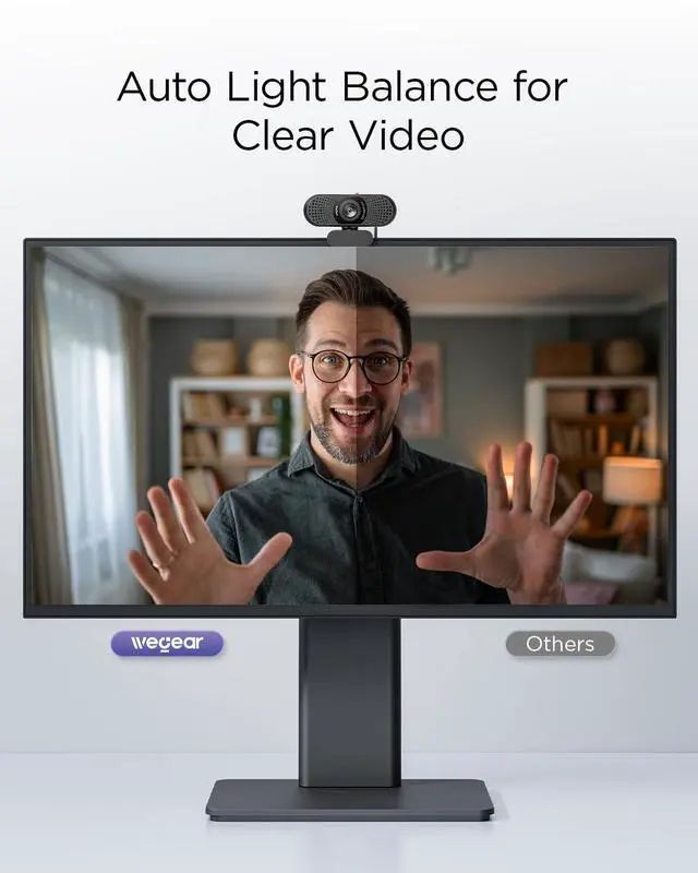 Alt view image 3 of 7 - Full HD 1080p Webcam for PC, Laptop & Desktop, Built-in Dual Microphones, Privacy Cover, 85°FOV, Fixed Focus, Plug & Play USB-A Computer Camera for Zoom, Teams, FaceTime, Google Meet, Streaming