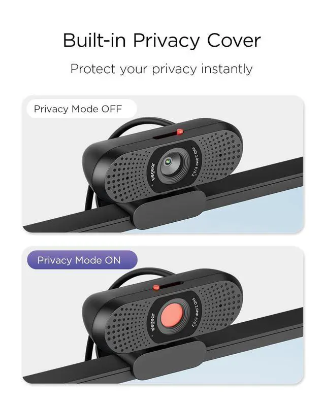 Alt view image 6 of 7 - Full HD 1080p Webcam for PC, Laptop & Desktop, Built-in Dual Microphones, Privacy Cover, 85°FOV, Fixed Focus, Plug & Play USB-A Computer Camera for Zoom, Teams, FaceTime, Google Meet, Streaming