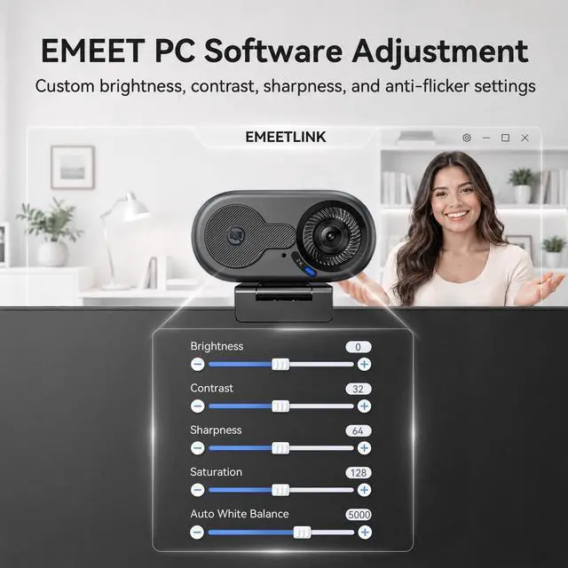 Alt view image 7 of 7 - C100 2K Webcam for PC, Built-in Mic, Rotating Privacy Cover, Portable Metal Clip, Computer Camera for Home Office, Meetings, Learning, Streaming, External Webcam for Desktop, Laptop, PC USB-A