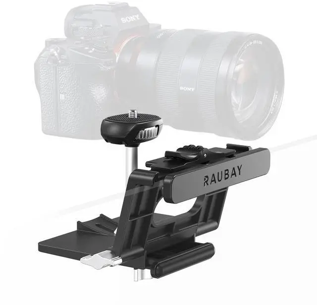 Main image of Upgraded Monitor Camera Mount Stand, Hanging Webcam Clamp with 1/4" Screw, MILC Monitor Top Support for Live Stream, etc. Compatible with Curved Monitors, Maximum Width up to 1.4" CM02