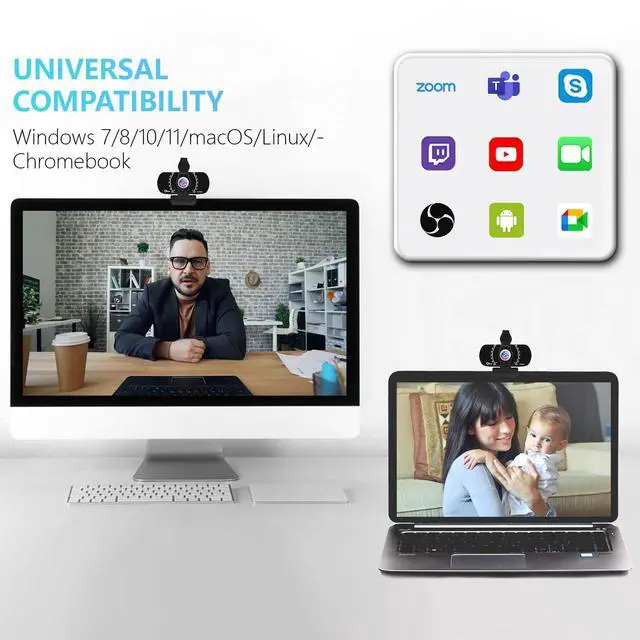 Alt view image 6 of 7 - 1080P PC Webcam, Plug and Play USB C Camera with Microphone/Privacy Cover/Stand/Adapter & Wide Angle 110°, Web Camera for Desktop Computer PC Mac Video Calling/Zoom Conference