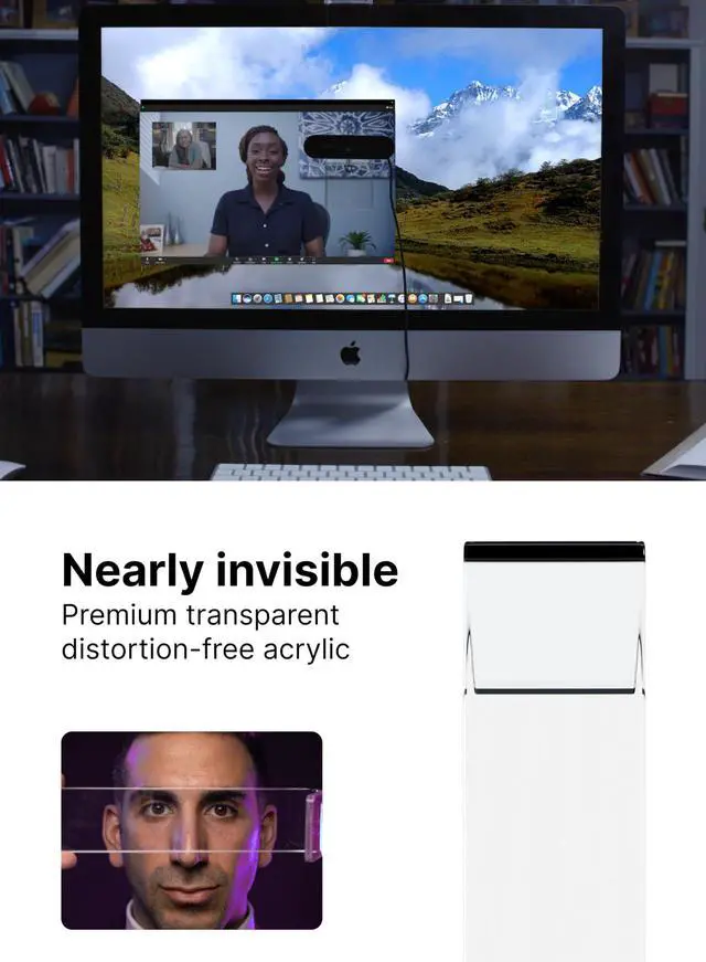 Alt view image 4 of 7 - Pro V2 | Center Screen/Middle Screen Webcam Mount | Position Any Webcam (Not Included) Anywhere/Any Screen (Laptops-32) | Tripod gooseneck teleprompter Alternative for Eye Contact Audience