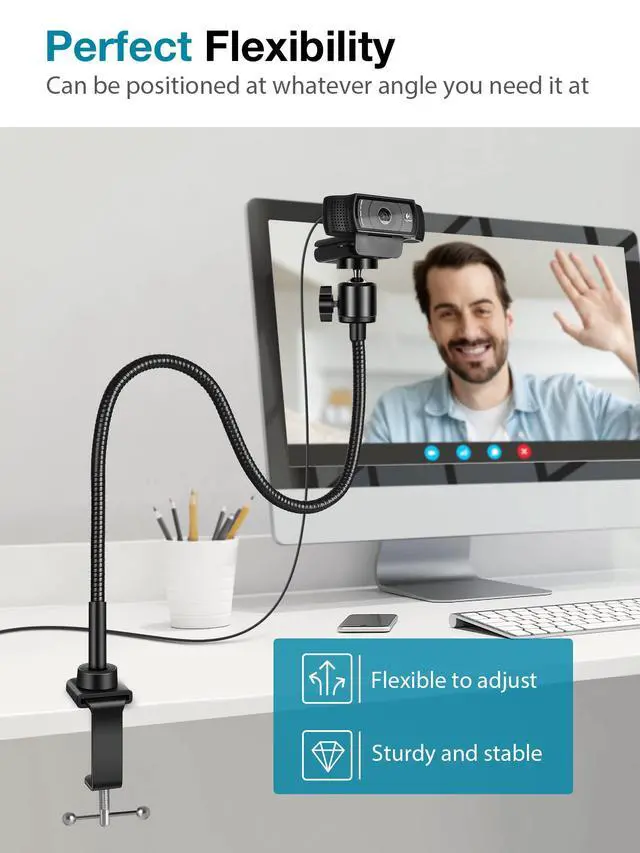 Alt view image 4 of 7 - Webcam Stand Gooseneck Camera Arm Stands Desk Mount Phone Holder
