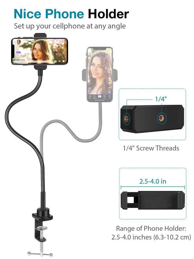 Alt view image 6 of 7 - Webcam Stand Gooseneck Camera Arm Stands Desk Mount Phone Holder