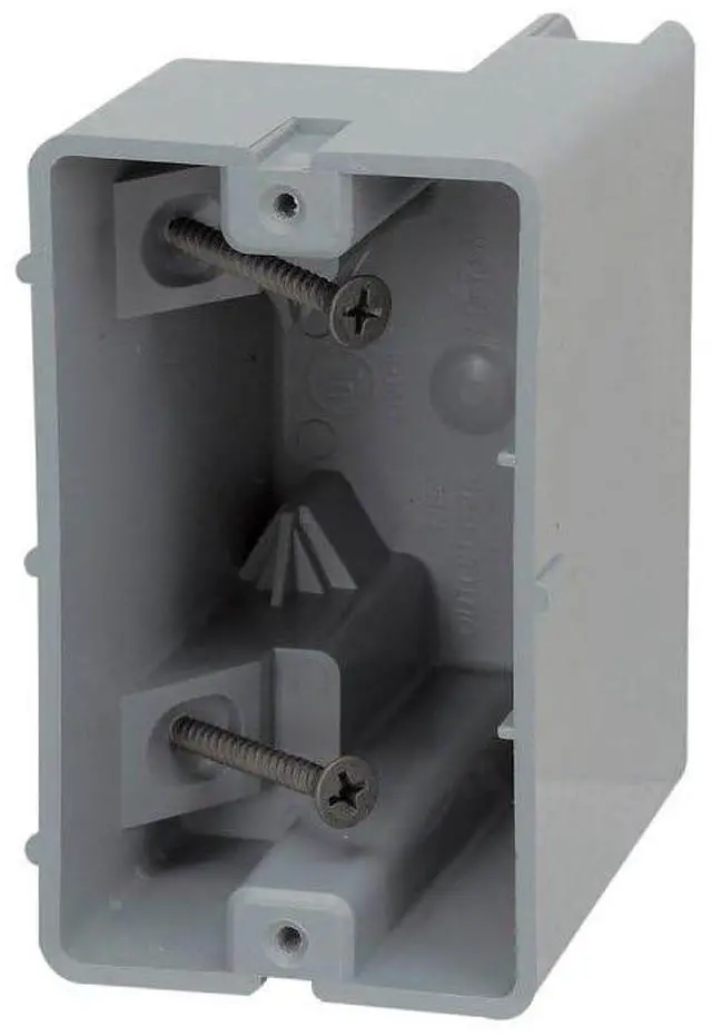 Main image of Electrical Box for Lighting Fixture, 50lb Ceiling Fan and 75lb Light Fixture Support, 22.5Cu with Depth Adjustment, 1 Gang, Gray, MSB22+