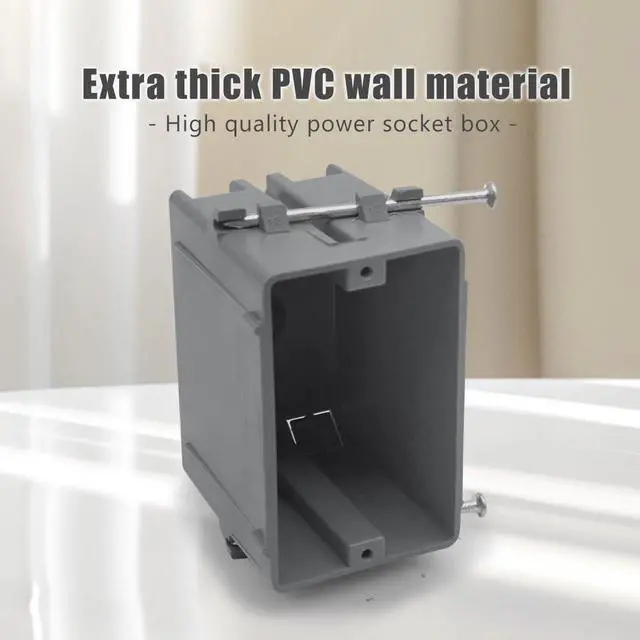 Alt view image 2 of 6 - 1-Gang PVC New Work Outlet Box,18 Cubic Inch Switch Box,Gray New Work Electrical Nail Outlet Box,ETL Listed to UL514C and UL263,AWG for 9/14,8/12,7/10(1Pack)