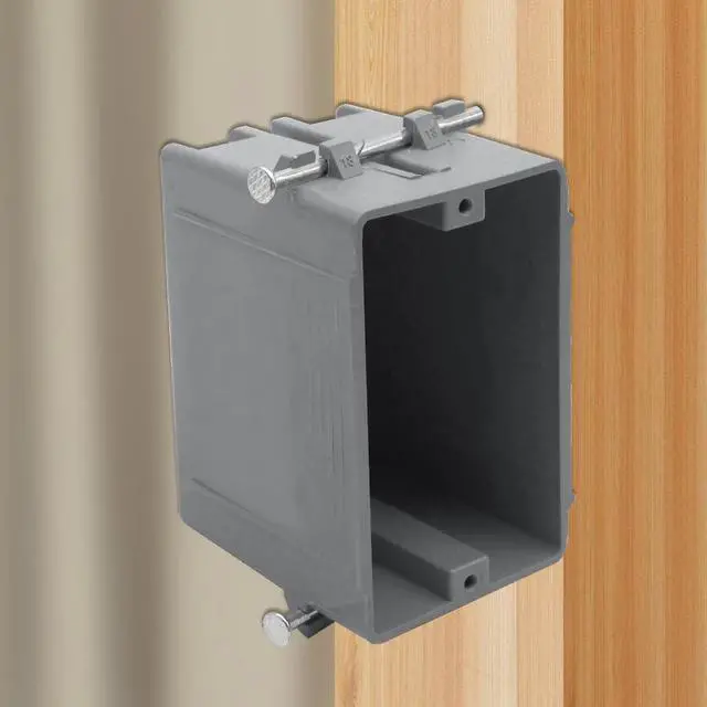 Alt view image 6 of 6 - 1-Gang PVC New Work Outlet Box,18 Cubic Inch Switch Box,Gray New Work Electrical Nail Outlet Box,ETL Listed to UL514C and UL263,AWG for 9/14,8/12,7/10(1Pack)