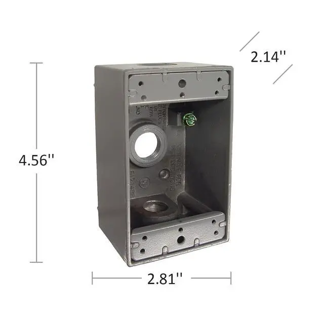 Alt view image 2 of 2 - Hubbell-5320-0 Single Gang 3-1/2-Inch Outlets Weatherproof Box Gray