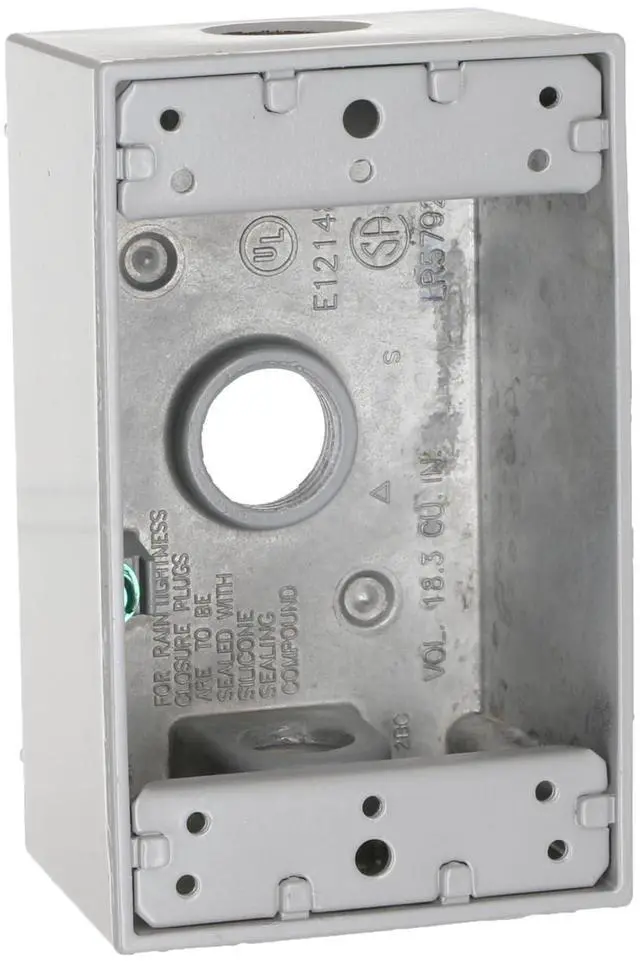 Main image of Hubbell-5320-0 Single Gang 3-1/2-Inch Outlets Weatherproof Box Gray