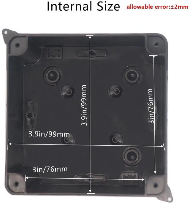 Alt view image 4 of 7 - Outdoor Waterproof Box,Junction Box Reserved Holes IP65 ABS Plastic Electrical Boxes Power Cord Enclosure Project Box Black Outer Size 3.9 x 3.9 x 2.8 inch(100x100x70mm)